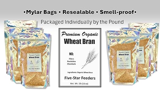 Wheat Bran Bedding & Gutload for Mealworms, Superworms, and Feeder Insects – 4 lb (64 oz) by Five-Star Feeders