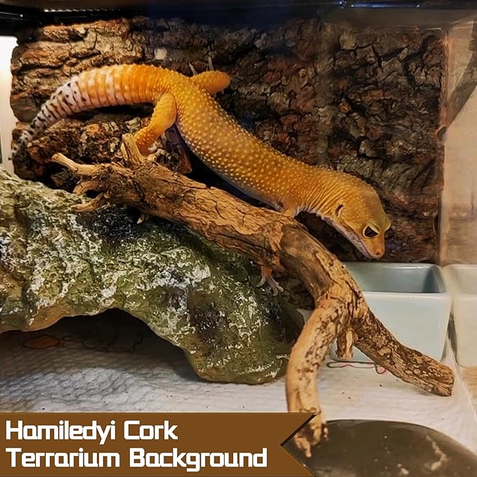 Hamiledyi Cork Terrarium Background 11.8x7.9in 4PCS Natural Reptile Cork Bark Flats Terrarium Board Bearded Dragon Climbing Wall Mat Tank Decor for Lizard Chamelon Snake Turtle Spider Crested Gecko