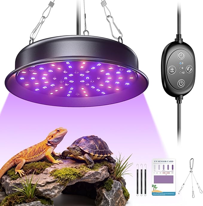 UVB Light for Reptiles, TFNN Reptile Light Fixture with 3-6-12 Cycle Timer & 3 Brightness, Full Spectrum UVA UVB Lamp for Turtles Bearded Dragon Snake (18W)