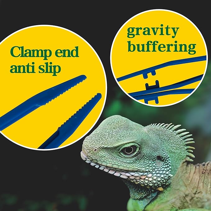 4-Pack Reptile Feeding Tongs Set - Hygienic Anti-Slip Blue Tweezers for Bearded Dragons, Lizards, Snakes, Aquariums & Small Animals