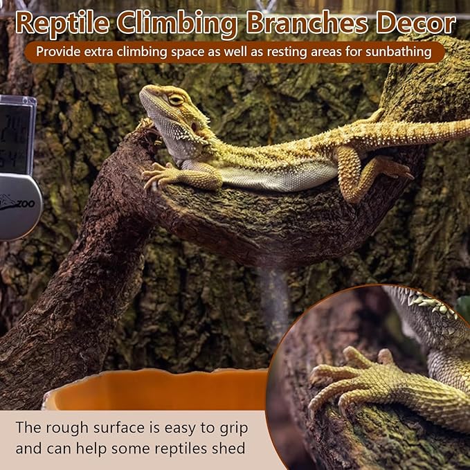 BNOSDM Reptile Climbing Branches Decor,Snake Climbing Branch,Gecko Climb Wood,Lizard Bold Forest Branch,Tank Habitat Tree Trunk Decorations for Bearded Dragons,Chameleons,Spider,Frogs,2.5-3.25" T