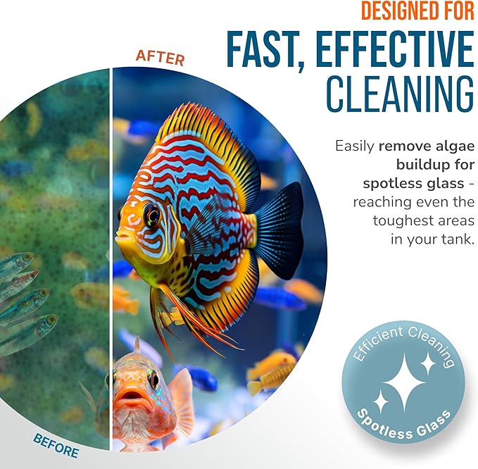 Flipper Cleaner Float - 2-in-1 Floating Magnetic Aquarium Glass Cleaner - Fish Tank Cleaner - Scrubber & Scraper Aquarium Cleaning Tools - Floating Fish Tank Cleaner, Standard