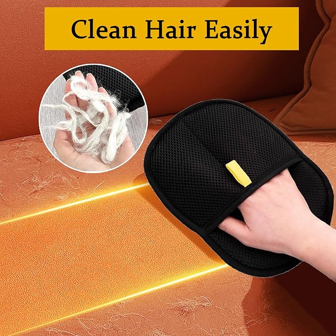 The Magic Brush Pet Hair Remover, Acssart Pet Hair Removal Glove, Electrostatic Pet Grooming Gloves, Efficient Reusable Cat & Dog Hair Remover for Couch, Furniture, Carpet, Curtain (3PCS)