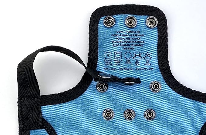 DOWN UNDER OUTDOORS 4 Pack Medium-Large Saddles with Adjustable Straps, Poultry Saver, Protector, Apron, Supplies, Care Products (Blue)