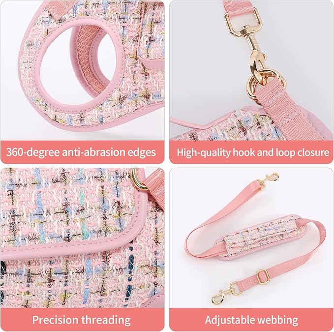 Dog Lift Harness Dog Carrier Dog VES Harness Adjustable Dog Leash with Small Puppy Treat Bag（Pink,S）