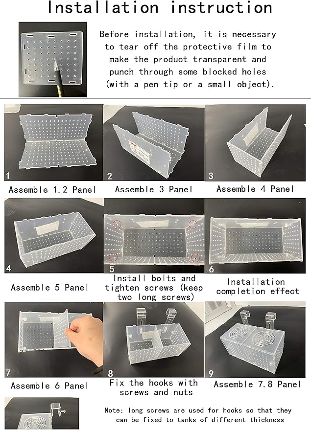 Hamiledyi Acrylic Breeding Isolation Box - Transparent Aquarium Hatchery for Guppy/Shrimp/Small Fish, Safe Nursery Tank with Air Tube & Suction Cups(7.8" × 3.9" × 3.9")