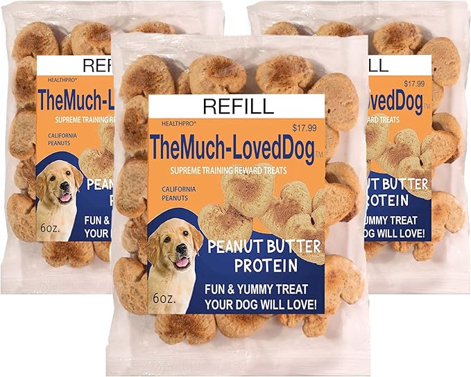 The Much-Loved Dog!™ Peanut Butter Dog Treats – Natural Biscuits for Small Dogs & Large Breeds – Healthy Puppy Treats for small dogs Made in USA, Training Snacks for All Breeds (3 Pack, Peanut Butter)