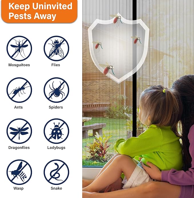 Magnetic Screen Door, Keep Bugs Out, Pet & Kid Friendly，Works with Front Doors, Sliding Doors,Fit Door Size 30 x 80 Inches