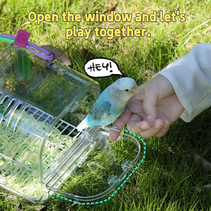 Portable Plastic Bird Cages，Travel Bird Cage,Lightweight Waterproof Ventilated Small Bird Cage,Outdoor Use Easy to Carry,for Small Birds, Budgies and Pet Birds (Purple, A)