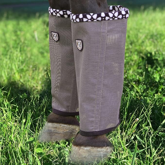 Fine Mesh Fly Boots Loose Fitting & Non-Slip Horse Fly Leggings Fleece Air Flow (Set of 4)