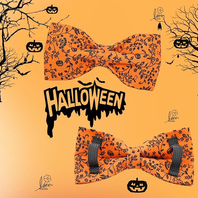 Halloween Dog Collar, Pet Collar Dog Bow Pumpkin Dogs Collar Girl Boy Holiday Pet Dogs Collar Gift Bow Dog Collar Cute Soft Puppy Collar for X-Small Puppy