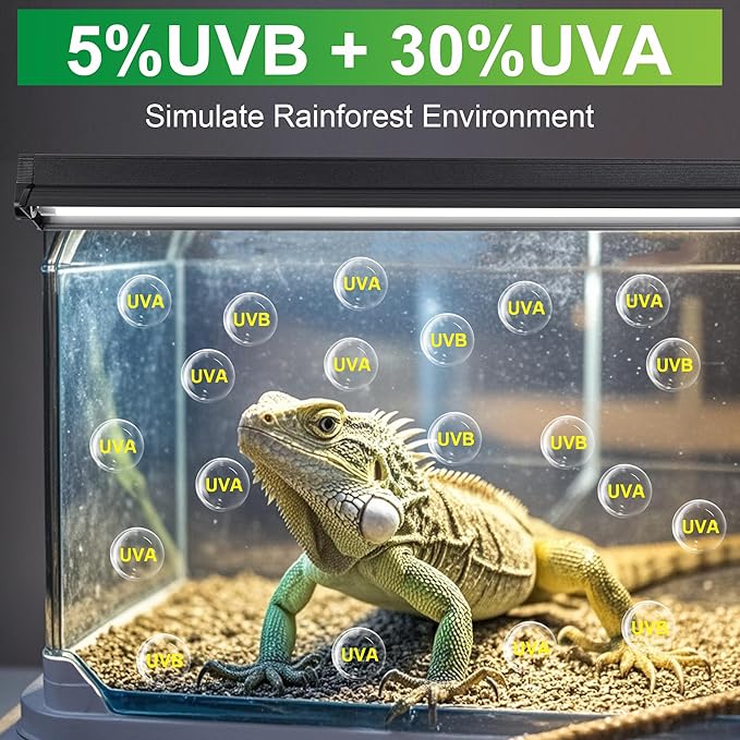 UVB Reptile Light Kit, 24W T5 Lamp Fixture and 5.0 UVB Tube Combo, Linear Lighting Bar Ideal for Tropical Reptiles Bearded Dragon Hermit Crab Turtle Leopard Gecko Tank Chameleons Iguanas Snake