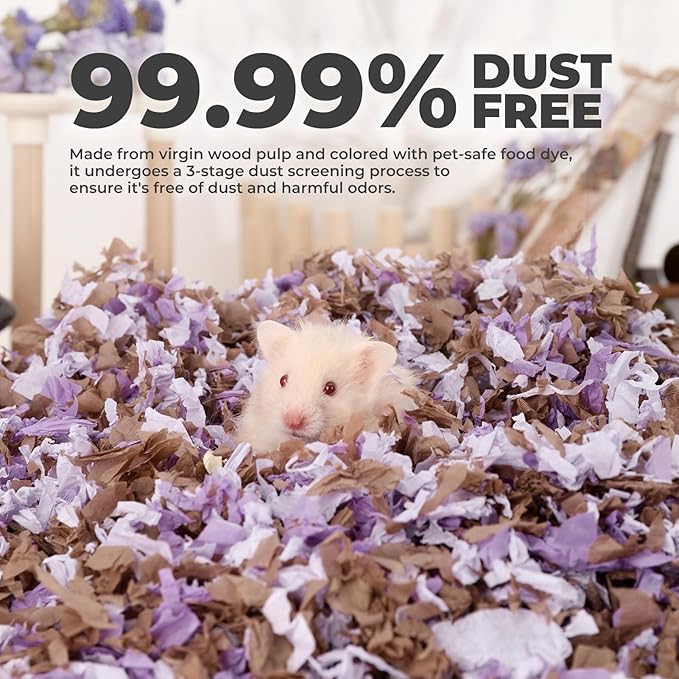 mini&moe Hamster Bedding 25 Liters: Dust-Free and Odor Control Moisture Absorbent Natural Paper Small Pet Bedding - for Guinea Pigs, Hamsters, Rabbits, and Small Animal