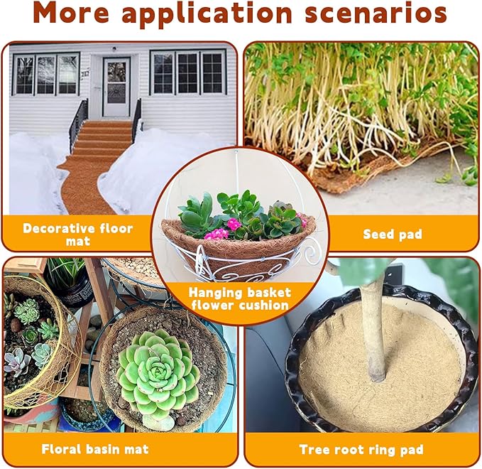 Hamiledyi 157x15.7in Reptile Carpet Coconut Fiber Substrate Large Coco Liner Roll Lizard Cage Mat Natural Coco Fiber Bedding for Bearded Dragon Turtles Iguana Tortoise Pad Garden Decoration