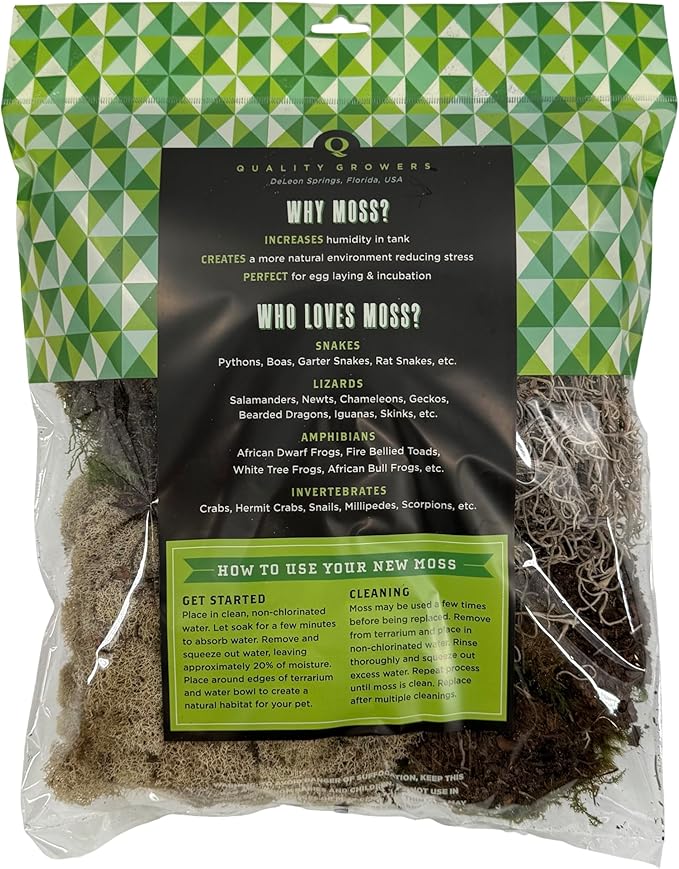 The Habitat Life - Natural Variety Pack - Mix of Reindeer, Mood, Sheet & Spanish Moss - for All Terrariums - Humidity Control - Breathable Bedding - Dye-Free & Safe - Medium - 1 Pack