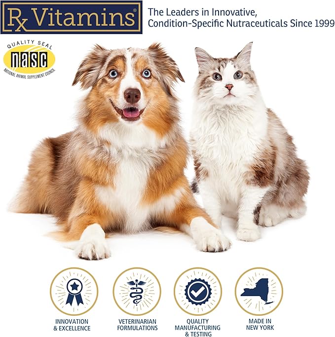 Rx Vitamins Liquid Immuno - with L-Lysine for Cats and Dog Health - Reishi Mushroom Supplement for Dogs & Cat Immune Support - Vitamins for Dogs and Dog Eye Supplements with Lutein - Chicken (2oz)