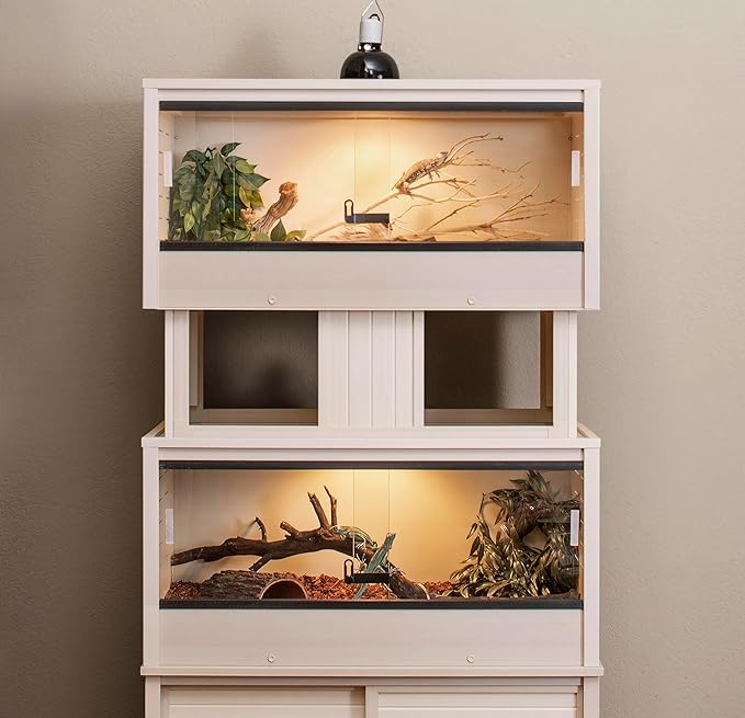 New Age Pet ECOFLEX Two Medium Reptile Enclosures with Matching Stacker Combo Set in Maple