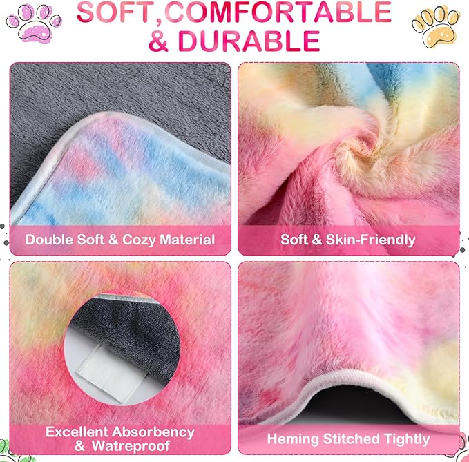 Tudomro 8 Pcs Guinea Pig Blankets Absorbent Washable Animal Fleece Bedding Cage Liners Waterproof Reusable Pet Pee Sleep Mat Pad Cover for Chinchilla Hamster Ferret(Tie Dye,12 x 12 Inch)