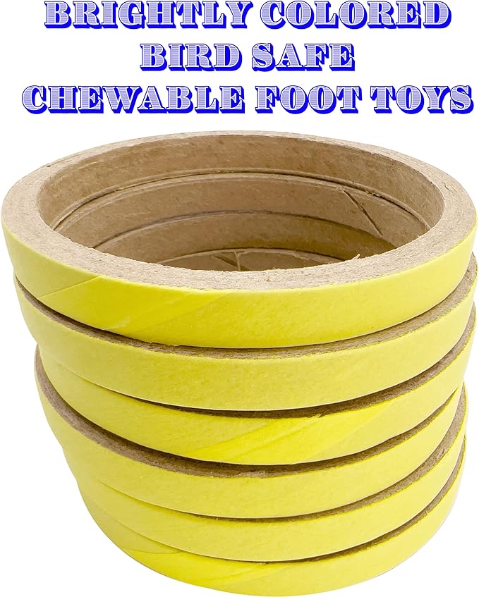 8005 by M&M Pk18 3.5 Inch Skinny Yellow Bird Donut - Pet Safe Compressed Cardboard Rings, Brightly Colored Outside Paper Layer, Great Fun for Pets to Shred with Beaks and feet