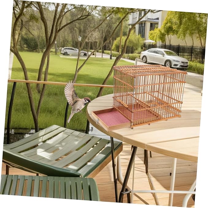 Lightweight Bird Cage Portable Woven Bird Carrier for Small Birds Stylish Outdoor Travel Accessory for Budgies Parakeets and More Durable Design for Everyday Use