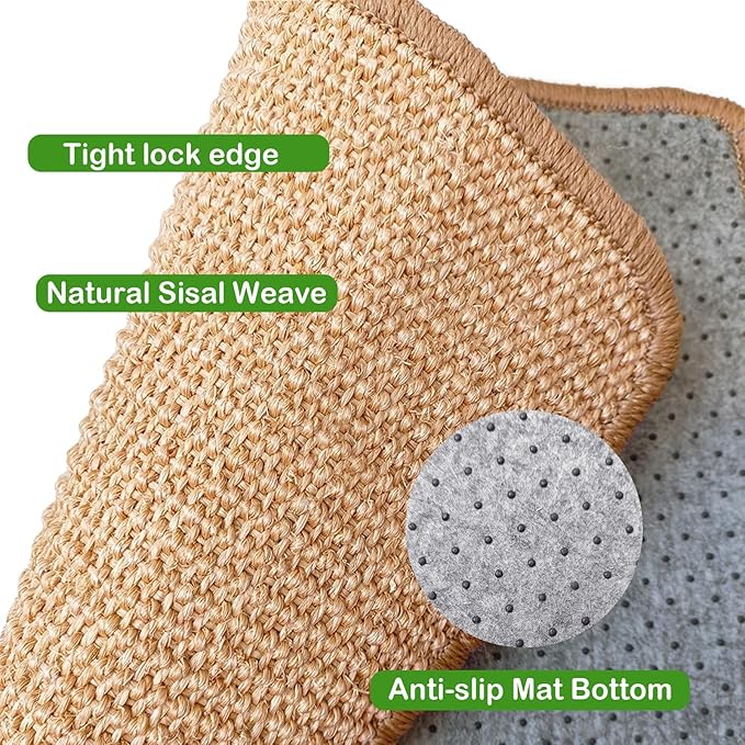 Rabbit Scratching Pad, 16 x 12 Inch Natural Sisal Bunny Scratch Mat Scratcher Mats Claws and Teeth Care for Biting Sleeping Nesting Small Animal Bedding Chew Toys Bed Play Toy (Brown, 2Pcs)
