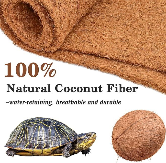 ZeeDix 3 Rolls Reptile Carpet, 16 x 36 inches Natural Coconut Fiber Liner Mat Flooring Accessories for Reptile Tank - Bearded Dragon Tortoise Lizard Turtle Snake Leopard Gecko Substrate Bedding