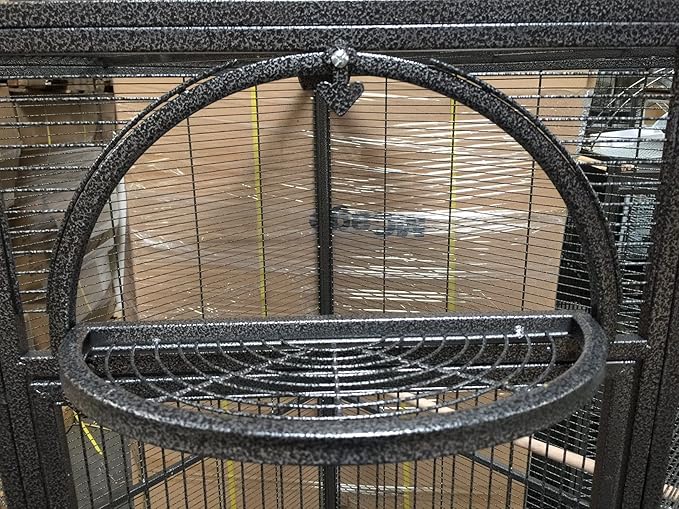 X-Large Corner Parrot Bird Flight Breeding Wrought Iron Rolling Home Cage Solid Plated Feeder Doors with Around Metal Seed Guard