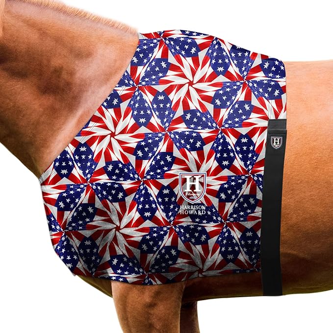 Harrison Howard Heat-Insulating Breathable Stretchy Shoulder Guard Anti Rub Bib for Horse US Flag Prism M