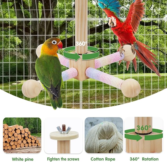 4 Pcs Parakeet Toys,Colorful Bird cage Accessories,Bird Swing,Chewing Wooden Perch, Bird Toy for Parakeets,Cockatiel