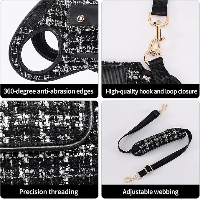 Dog Lift Harness Dog Carrier Dog VES Harness Adjustable Dog Leash with Small Puppy Treat Bag（Black,S）