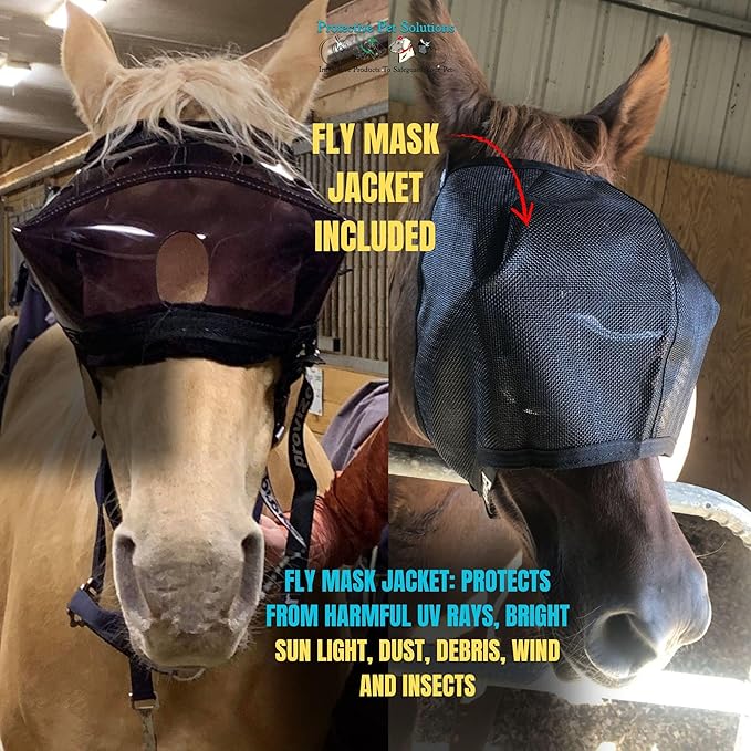 Recovery Vizor, (Size COB - Dark UV Tint) Medical & Preventative Horse Eye Protection Mask for Uveitis/Injury/Scratch or Corneal Ulcer, Infection, Blindness.