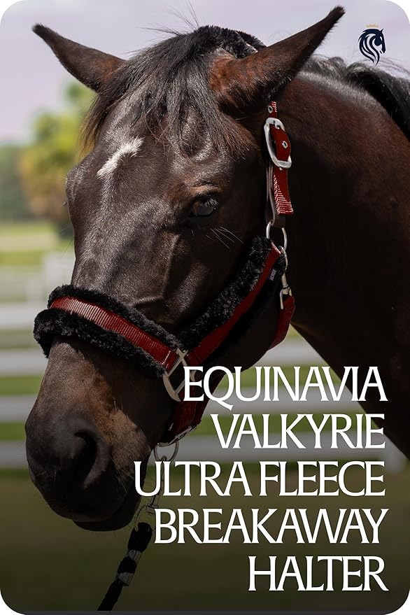 Equinavia Valkyrie Ultra Fleece Breakaway Horse Halter | Padded Fleece Adjustable Safety Halter with Nylon Webbing - Wine Red/Black - Cob