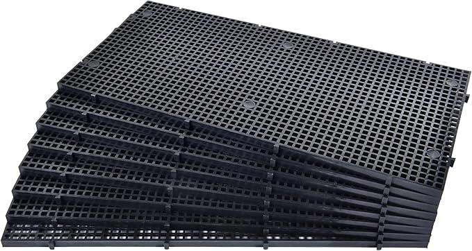ALEGI Aquarium Grid Isolate Board Divider Fish Tank Bottom Black Filter Tray Plastic Crate (8pcs Black)