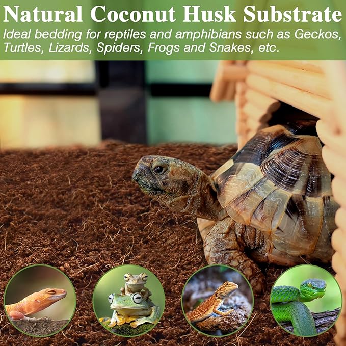 ZeeDix 10LB Coconut Fiber Substrate, 100% Organic Coconut Husk Coco Fiber Coir Brick Terrarium Bedding for Reptiles, Tortoise, Bearded Dragon, Leopard Gecko, Snake, Hermit Crabs, Frogs, Tarantula