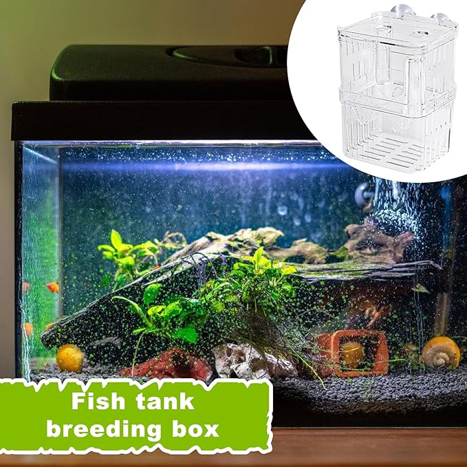 Breeder Box Fish, Acrylic White Breeder Isolation Divider Hatching Boxes, Fish Breeding Box, Hatchery Incubator Tank, Acrylic Fish Incubator Tank Divider for Baby Fish Betta Guppy Safe Acclimation