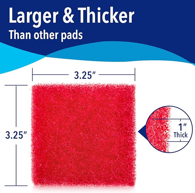 Evergreen Pet Supplies Aquarium Glass Cleaner Sponge - Non-Scratch Aquarium Glass Scrubber - Durable Tank Sponge Cleaner - Ergonomic Fish Tank Pad - Pack of 4, Red, 3.25 in x 3.25 in x 1 in