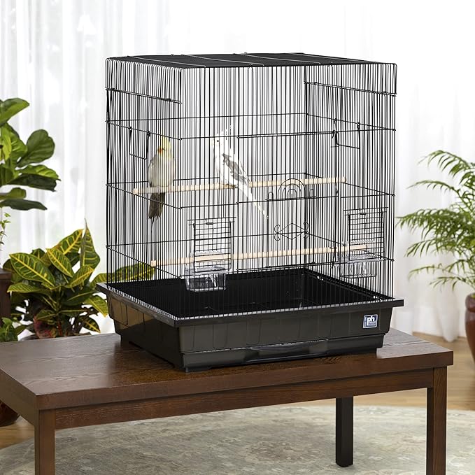 Prevue Pet Products Square Top Parakeet Cage, Black 25.0" L x 21.0" W x 29.5" H