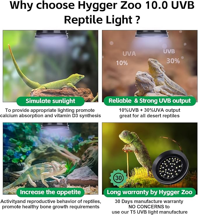 UVB Light for Reptiles with Dimming UVA UVB Reptile Light Fixture with Timer LED UVB Bulb for Bearded Dragon Gecko Turtle Chameleon Lizard Snake Adjustable Brightness Reptile Tank Accessories 6W Black