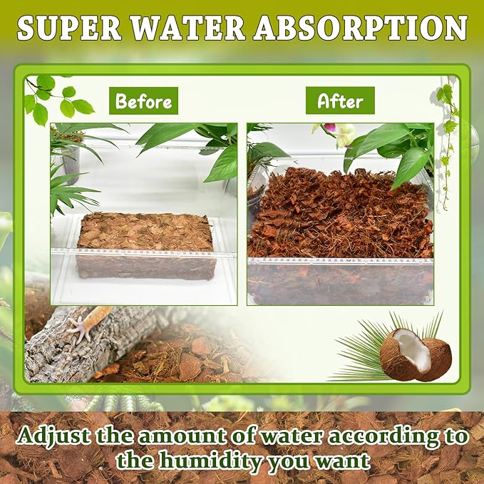 ZeeDix 6PCS Coconut Husk for Reptiles, Organic Coconut Chips Substrate Coco Husk Snake Bedding, Coco Coir Chips Reptile Substrate for Ball Python, Tortoises, Geckos, Lizards, Hermit Crab, Lizard