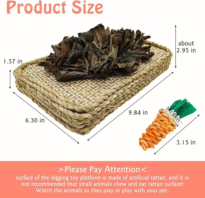 Hamiledyi Pet Fun Bunny Chew Toy Rattan Grass Scratcher Rabbit Enrichment Climbing Play Carrot Digging Toys for Bunnies Rabbits Guinea Pigs Parrots Ferret Hedgehog Squirrel and Other Rodents