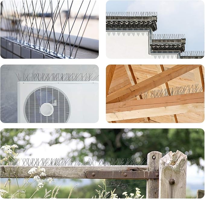 OFFO Bird Spikes with Stainless Steel Base, Covers 73.7 Feet(22.5m) Durable Bird Spikes Arrow Pigeon Spikes Fence Kit for Keeping Small Bird, Crows and Woodpeckers Away