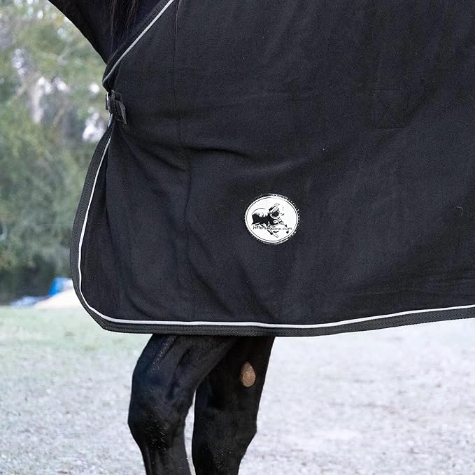Jeffers Equine Elite Fleece Horse Cooler Blanket, 75 Inch – Soft, Adjustable Fit, Lightweight, Easy Care, Moisture Wicking Cooling Sheet with Surcingle for Post Exercise, Travel for Horses – Black