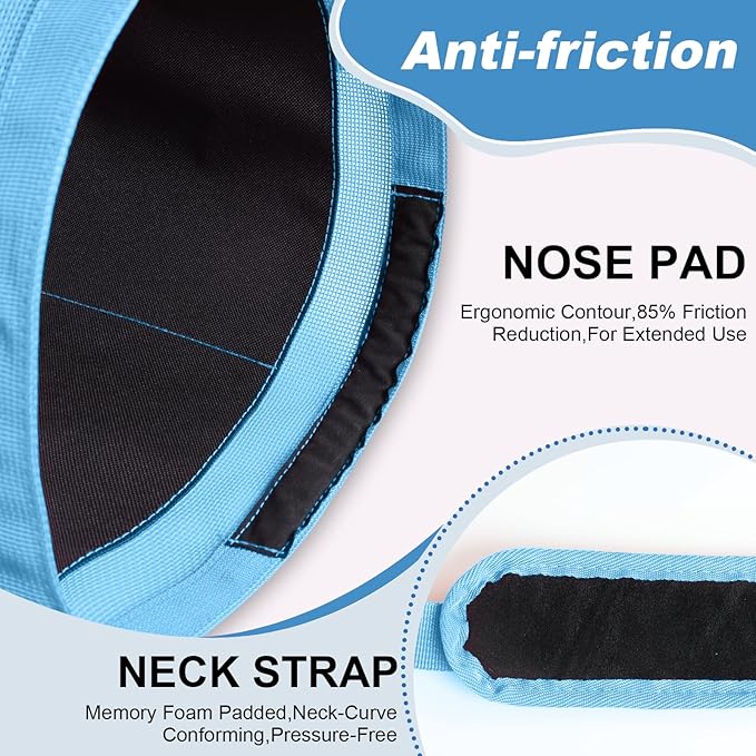 Heavy Duty Durable Waterproof Horse Feed Bag with Adjustable Strap - Mesh Grain Design, Comfort Neck Pad & Nose Pad Sky - Blue