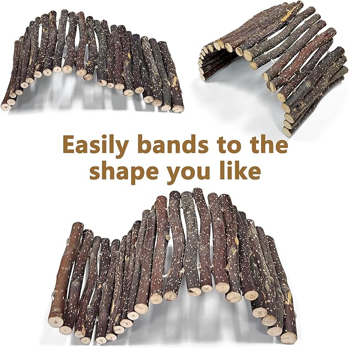 Hamiledyi 3pcs Large Reptile Hides Bearded Dragon Hide Bendable Climbing Bridge Wood Tunnel Tortoise Hut Lizard Hiding Cave for Snake Turtle Gecko Chameleon (15.8" x 7.9")
