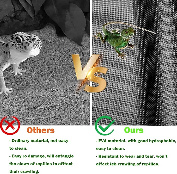 Bearded Dragon Tank Accessories, Non-Adhesive Reptile Carpet Bedding Substrate for Terrarium, Reptile Mat Terrarium Liner Tank Flooring for Leopard Gecko, Snake, Lizard and Tortoise, 18x40 in