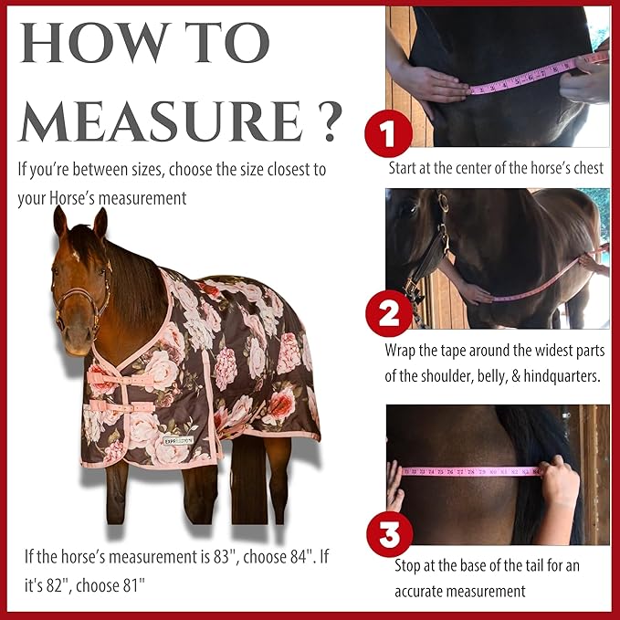 Jeffers Expression 1200 Denier Standard Neck Turnout Blanket, Rose Garden, 81" - Waterproof, Breathable Horse Blanket with 0g Polyfill, No insulation - Ideal Protection for Wind and Rain, Light Weight