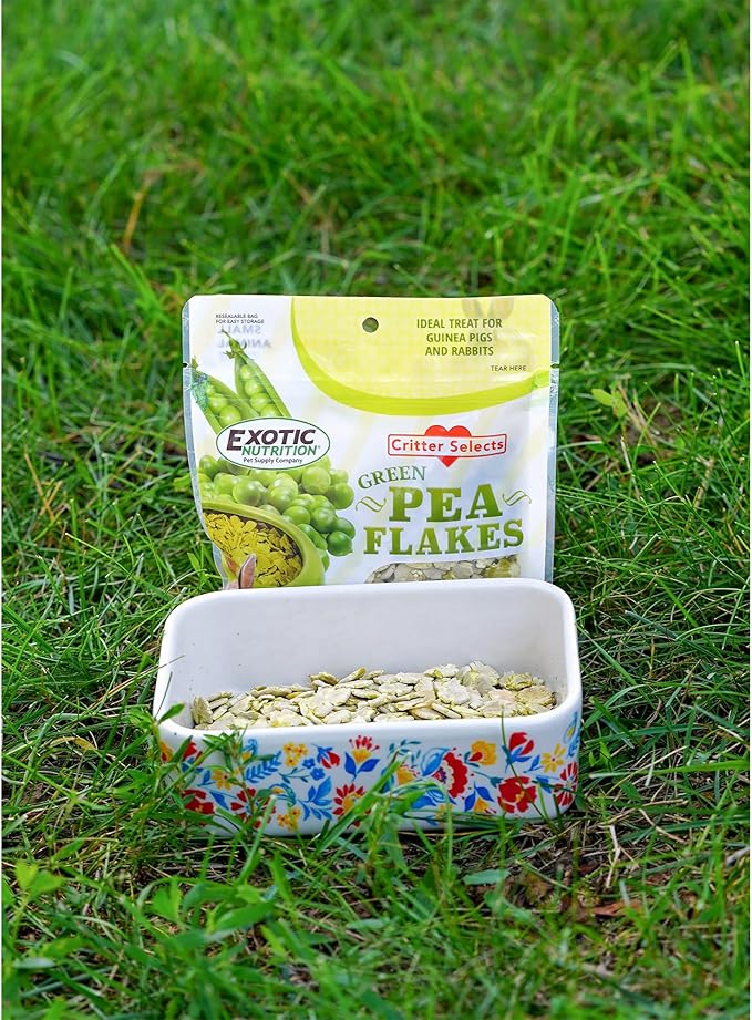 Exotic Nutrition Green Pea Flakes (8 oz.) - Healthy Natural Dried Vegetable Treat - for Rabbits, Guinea Pigs, Hamsters, Chinchillas and Small Pets