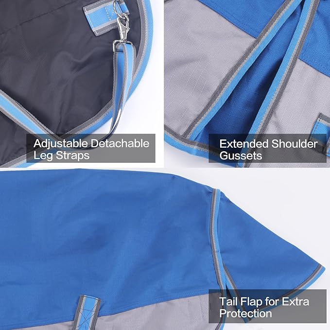 Mini Horse/Pony/Foal/Miniature Size 36"-51" Lightweight Waterproof & Breathable 1200 Denier Turnout Blanket with No Filling RoyalBlue 39"