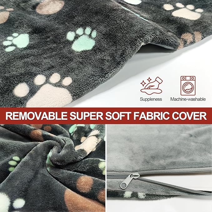 Large Dog Heating Pad 36x24 in with Smart Thermostat Switch and Power Line Protection Tube,Obtained MET and UL Dual Certification,Waterproof Pet Heating Pad for Dogs,with Plush Fabric Cover