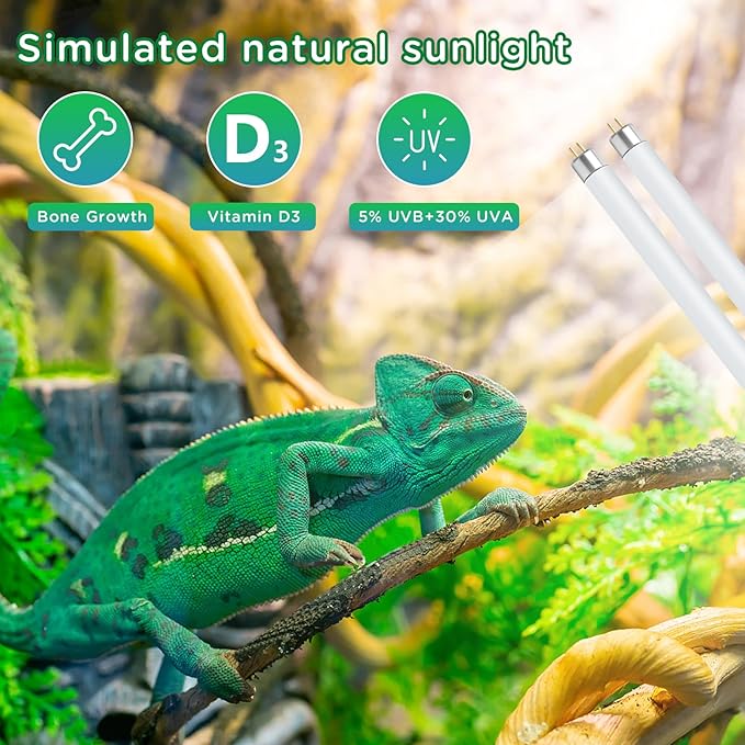 T8 UVB Reptile Light 18W 5.0-2 Pack,UVA UVB Light Bulb for Reptiles,Reptile UVB Lamp Tube for Bearded Dragon